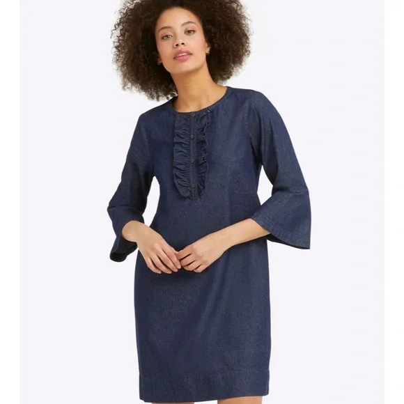 estelle dresses Blue Medallion Floral Estelle Scalloped Dress